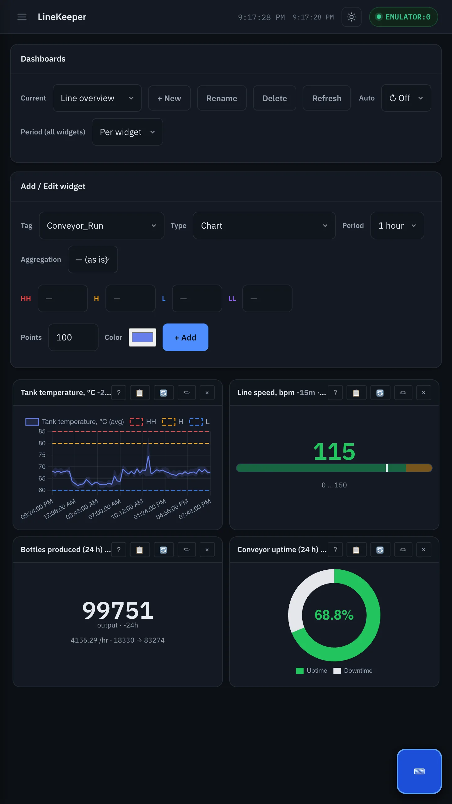 The Add / Edit widget form