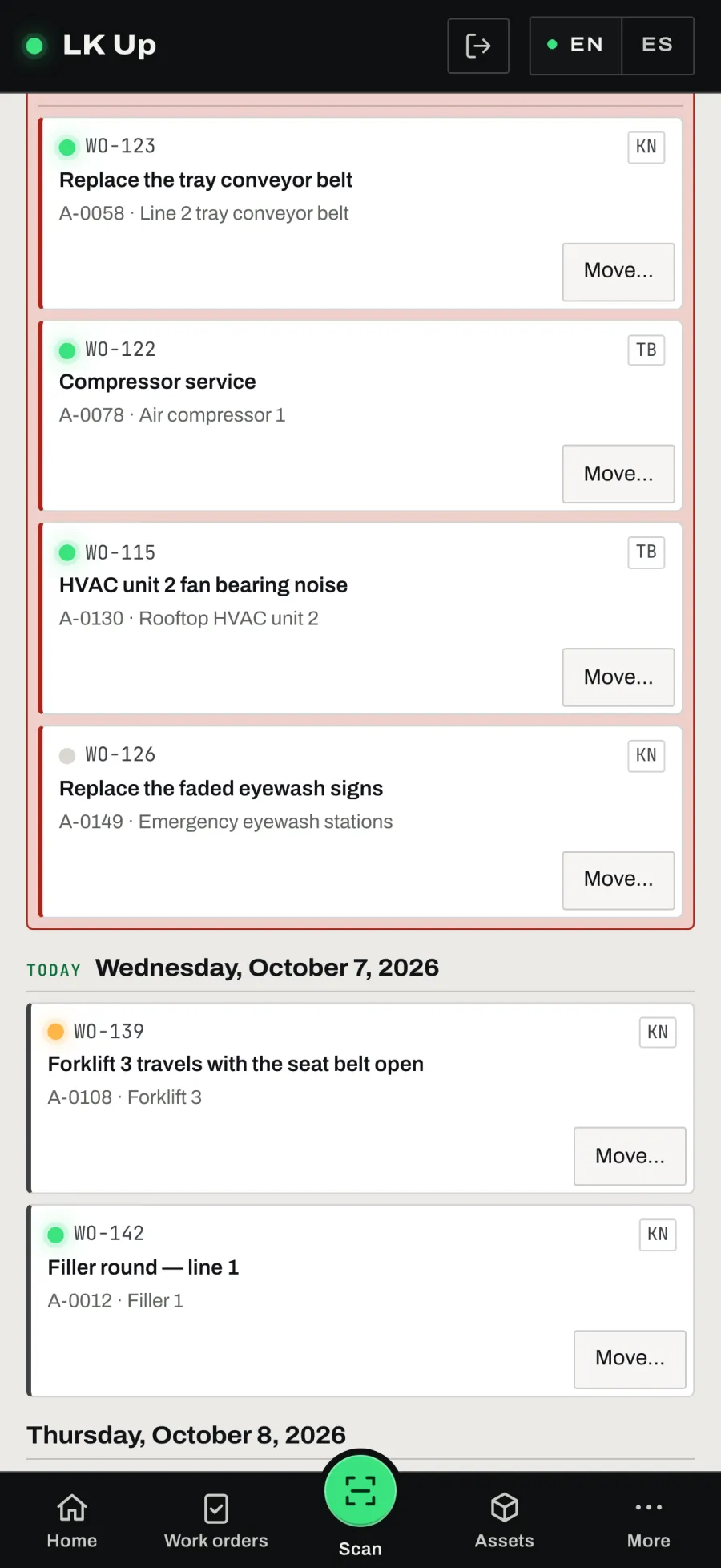 On a phone: the calendar with overdue work